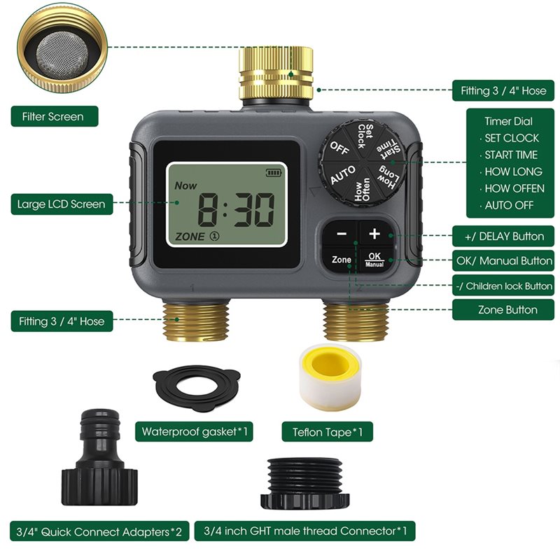 AY14 -Dual Outlets Automatic I - Smart Garden Water Timer 评论和价格