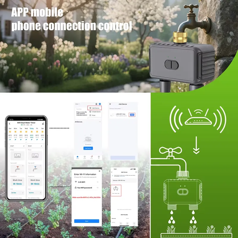 WAP01 WiFi APP Control Dual Ho - Smart Garden Water Timer 评论和价格